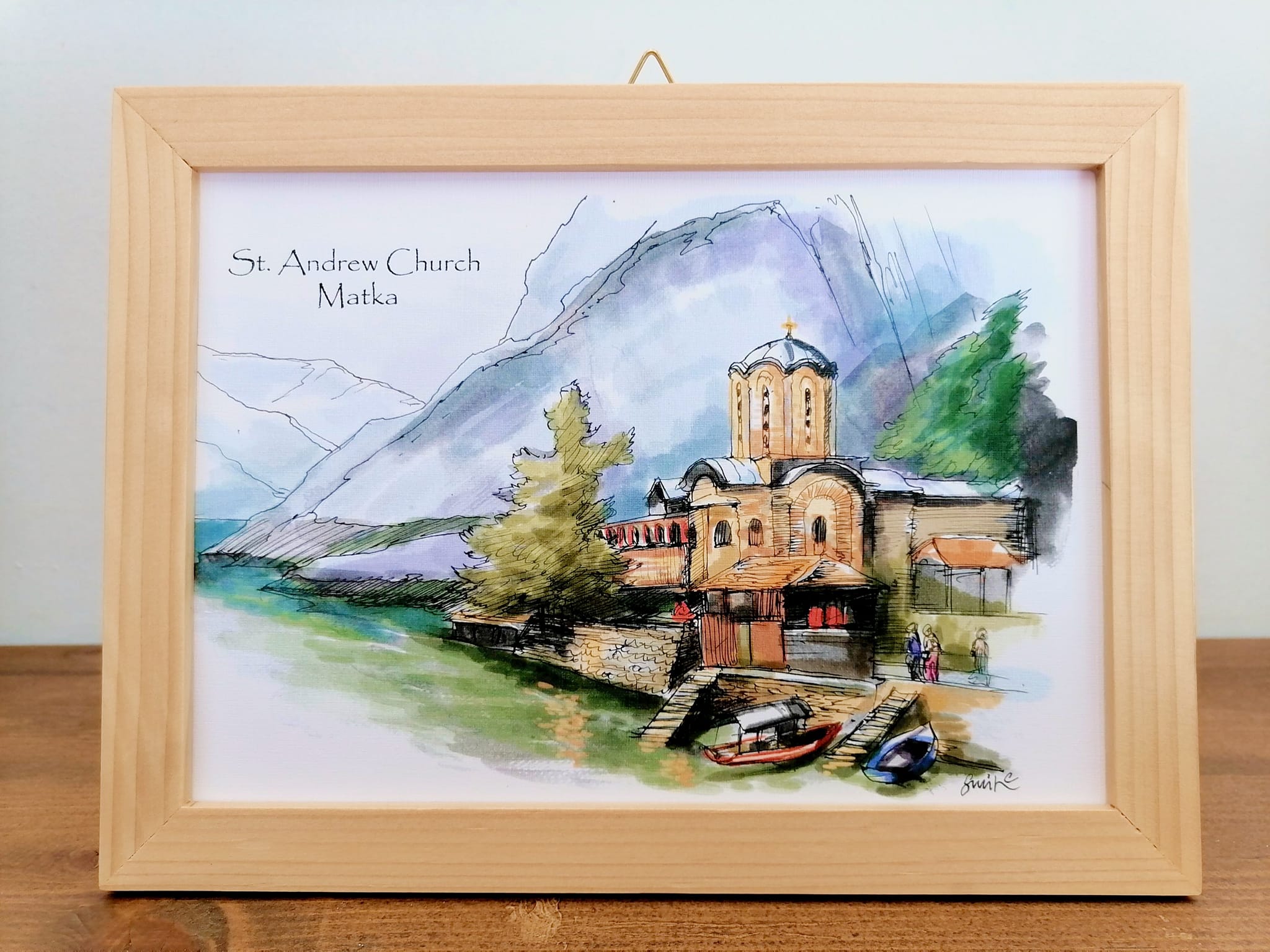 Macedonian Corner Picture Graph in a wooden frame