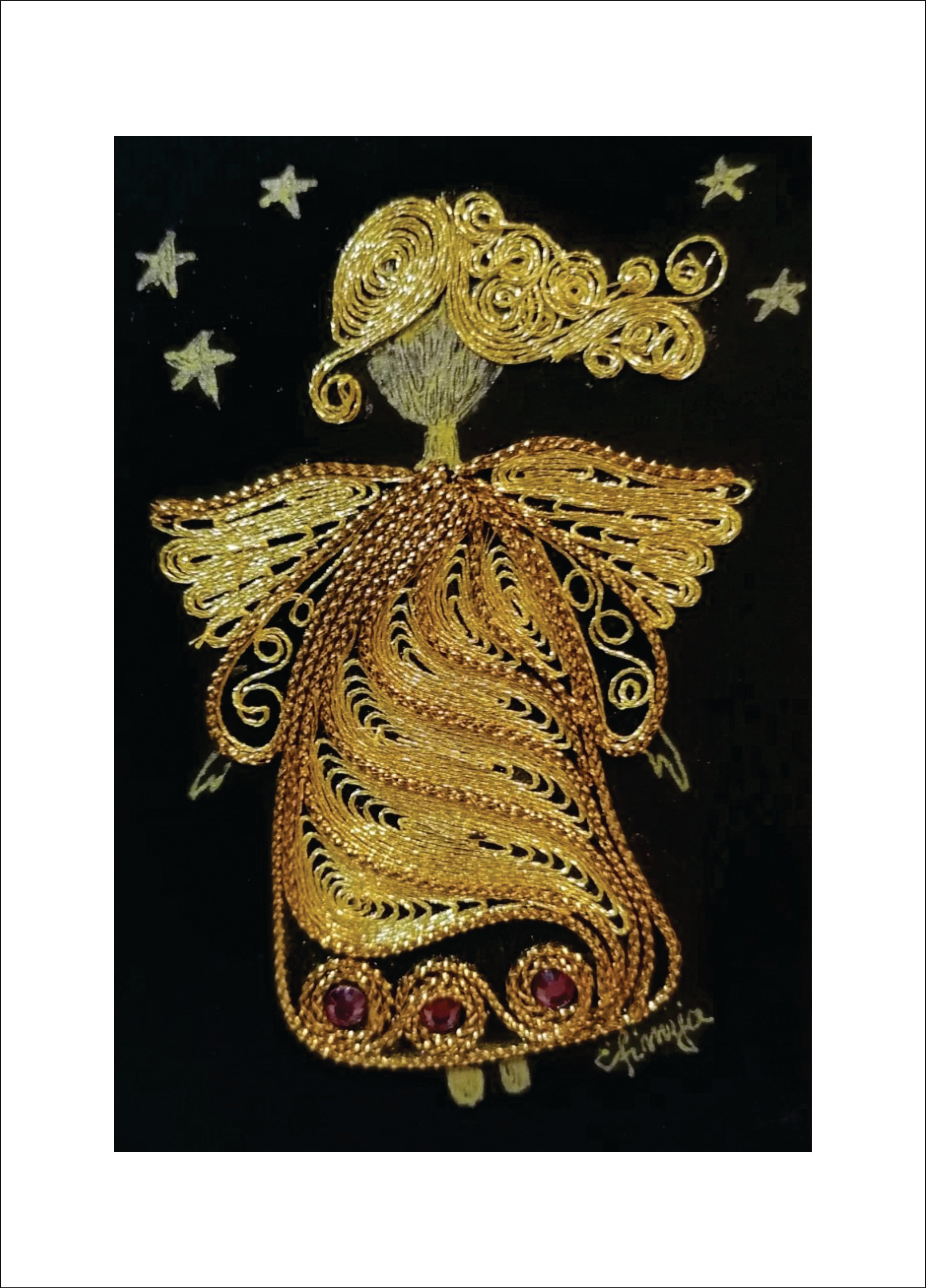 MACEDONIAN CORNER Magnet made in a filigree technique of a heart end with gold