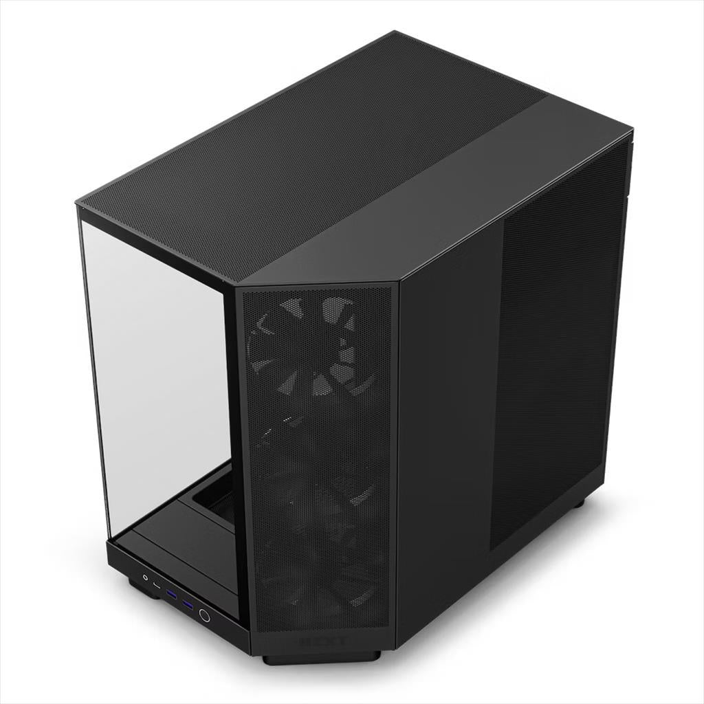 NZXT House atx mid-tower h6 flow w/window + side & top mesh 3xf120q airflow 120mm fans,1xusb 3.2 Typec,2x usb