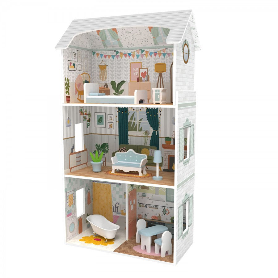 MONI Wooden House for Doll House (9 pairs of furniture) 8211