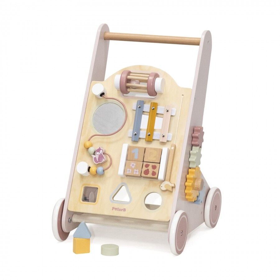 POLARB Wooden Toy Producer Activity Baby Walker Rose