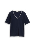 Tom Tailor Slim Fit V-neck women's shirt - Sky captain blue