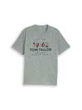 Tom Tailor male shirt with logo print - Green navy injected