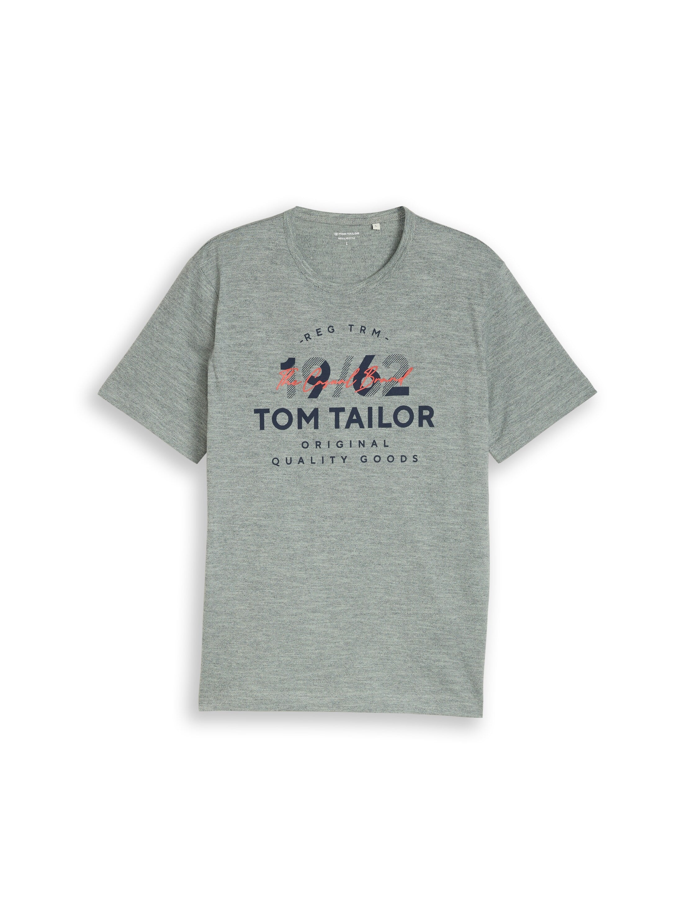 Tom Tailor male shirt with logo print - Green navy injected