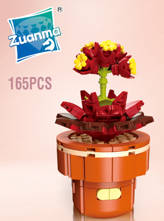 Zuanma Building Cots - Flowers of the Echeveria (Black Prince) 165 pieces