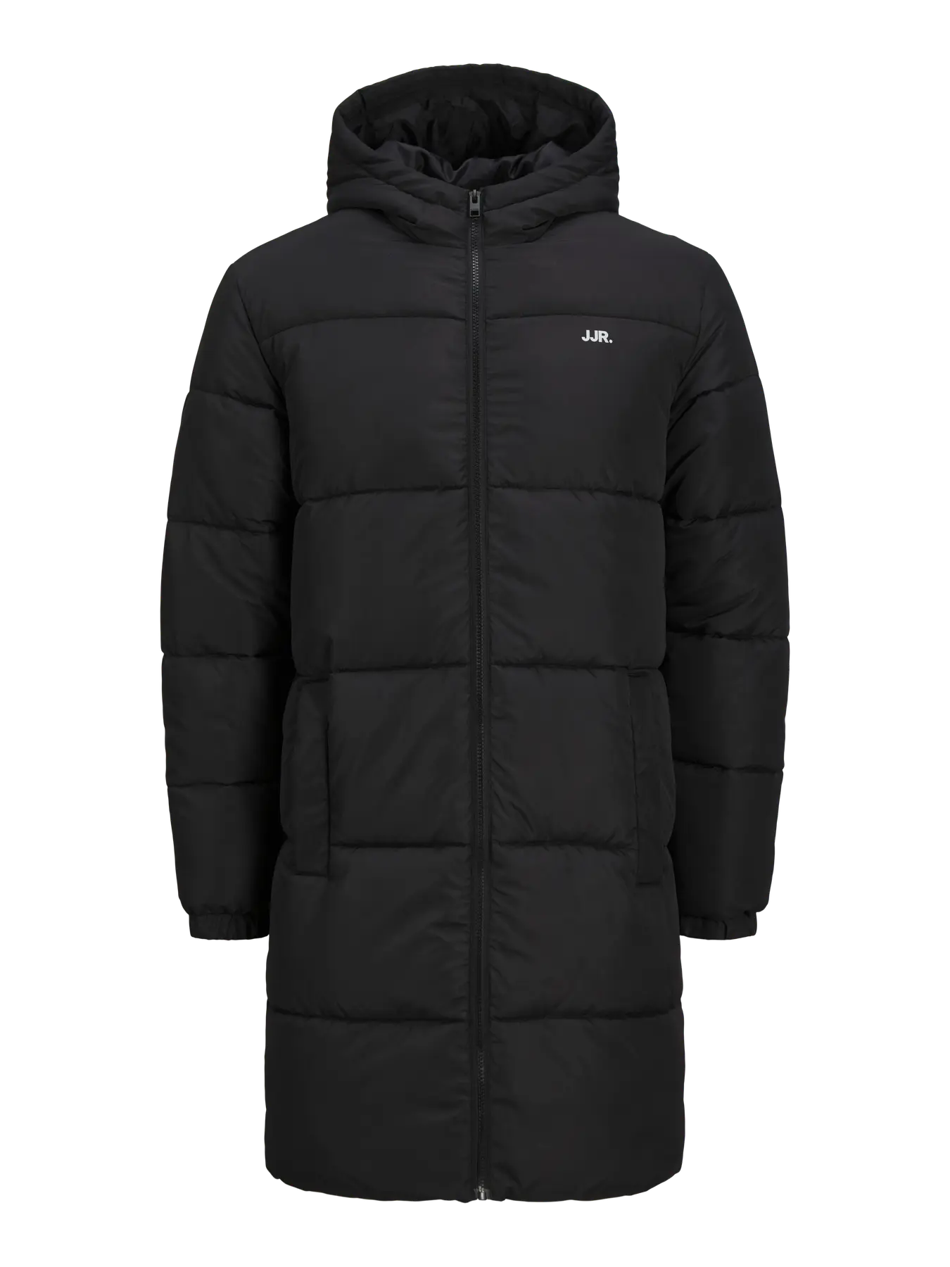 J.J. Rebel Male Jacket J.R.R.B.E.L. logo is a long puffer