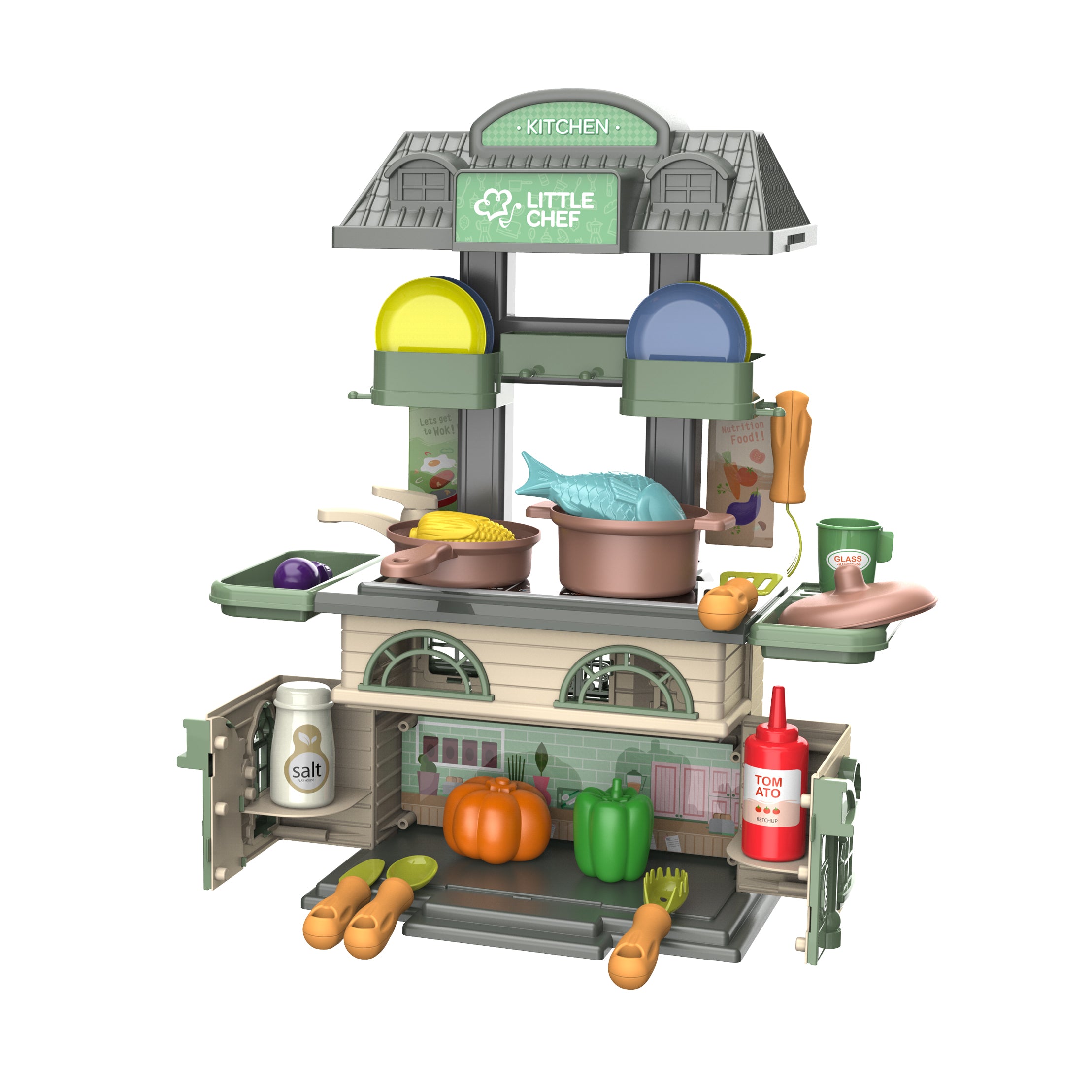 Playhouse kitchen with 38 pieces