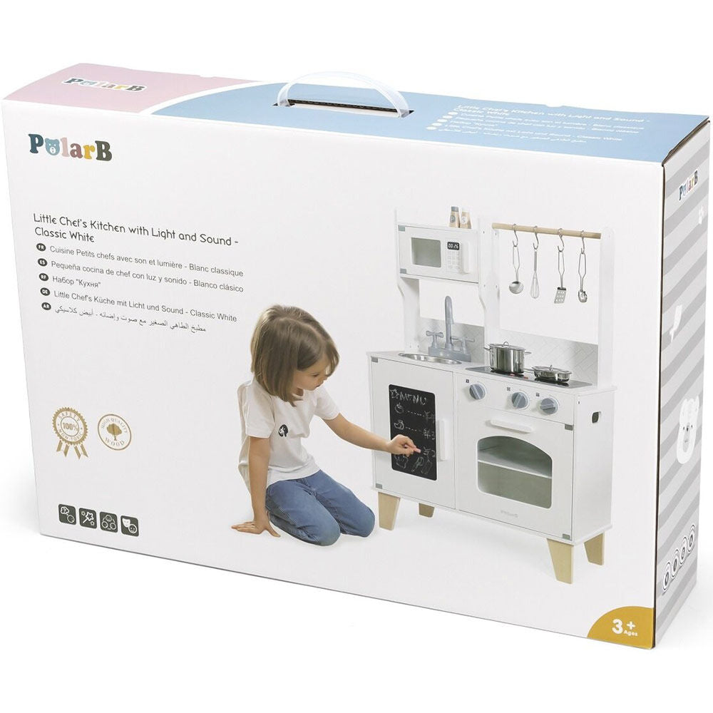 PolarB Wooden Kitchen Classic White with Light and Sound