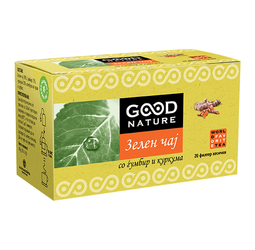 Alkaloid green tea GOOD NATURE with ginger and turmeric 20 pockets
