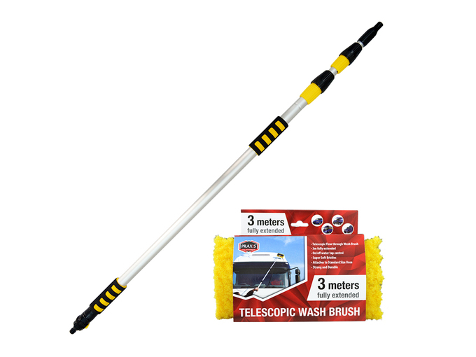PRAXIS Telescope car wash brush 3 m black and yellow