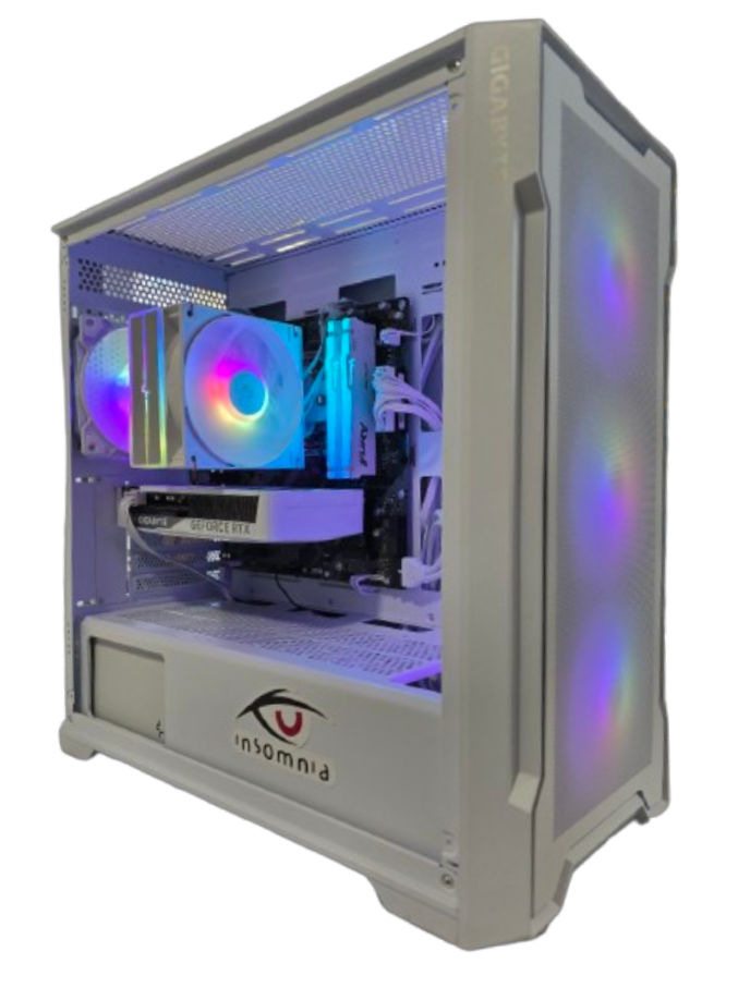 Insomnia Computer Configuration Insomnia Arctic Nova+: A620M, Ryzen 5 7500X3D, 5060 Ti, 32GB DDR5-6000, 1TB