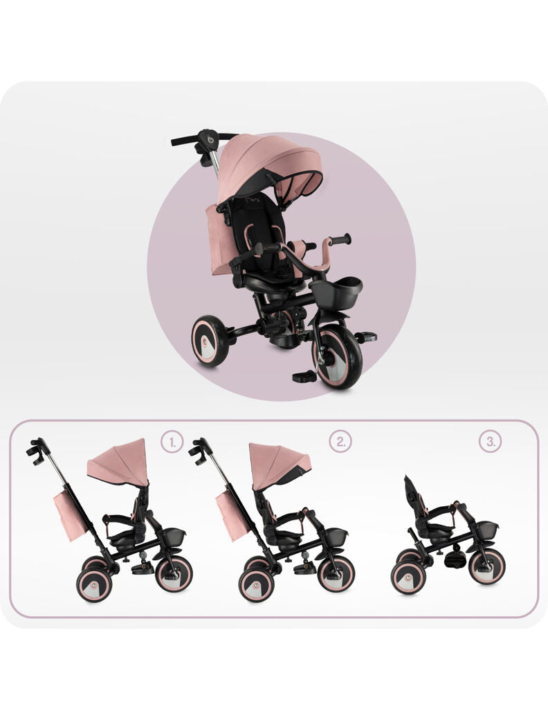 MoMi IVI Tricycle 3 in 1 - Rose (from 9 months to 5 years)