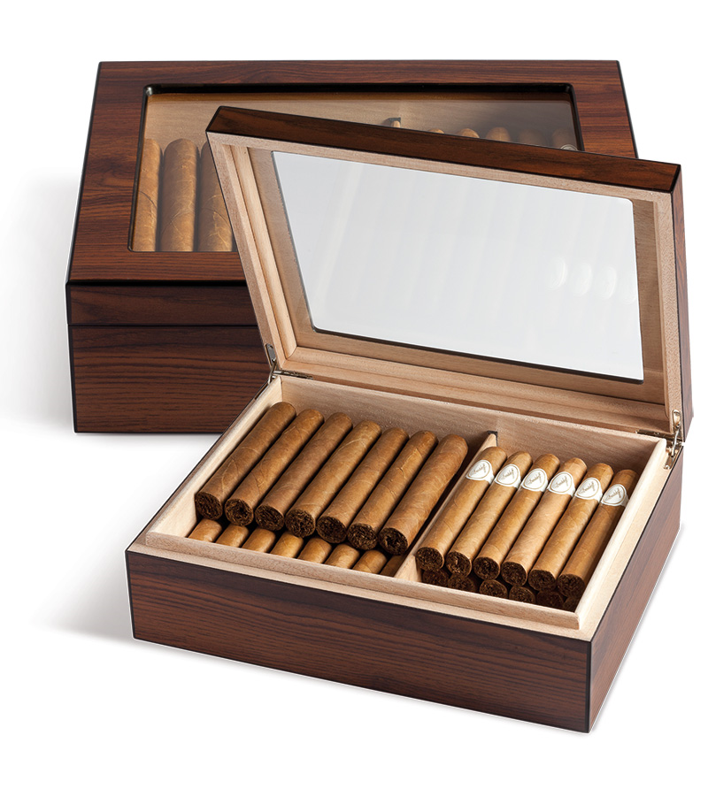 Egoist Humidor with a glass of coffee for 25 cigars