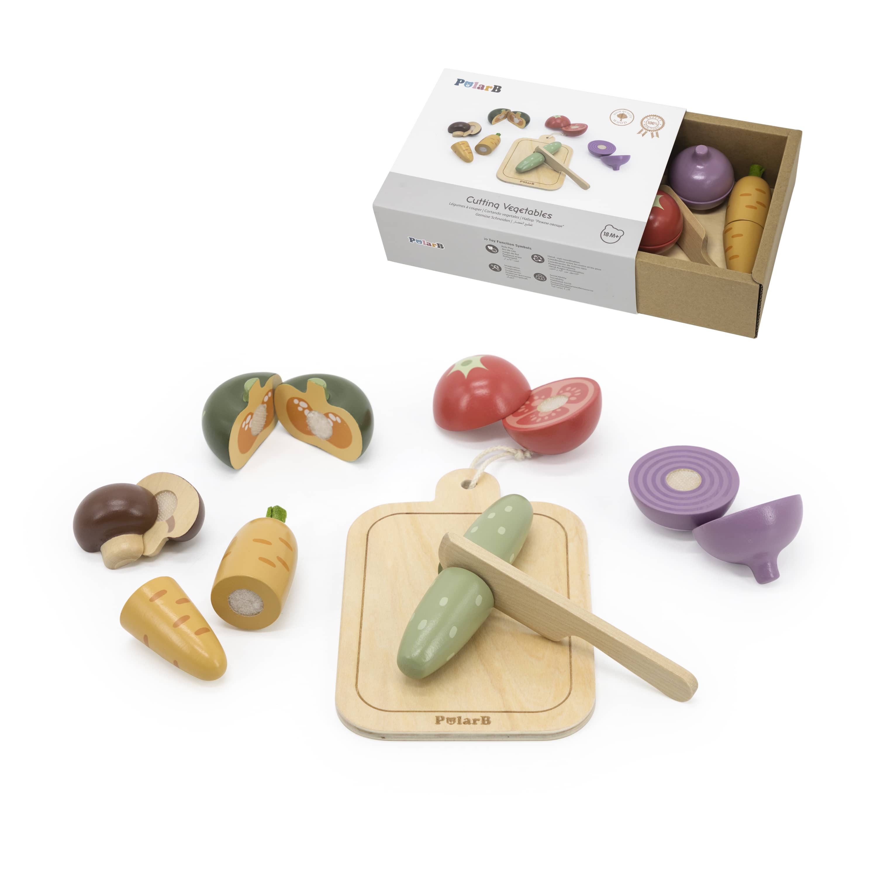 PolarB Wood Set for Cutting Vegetables