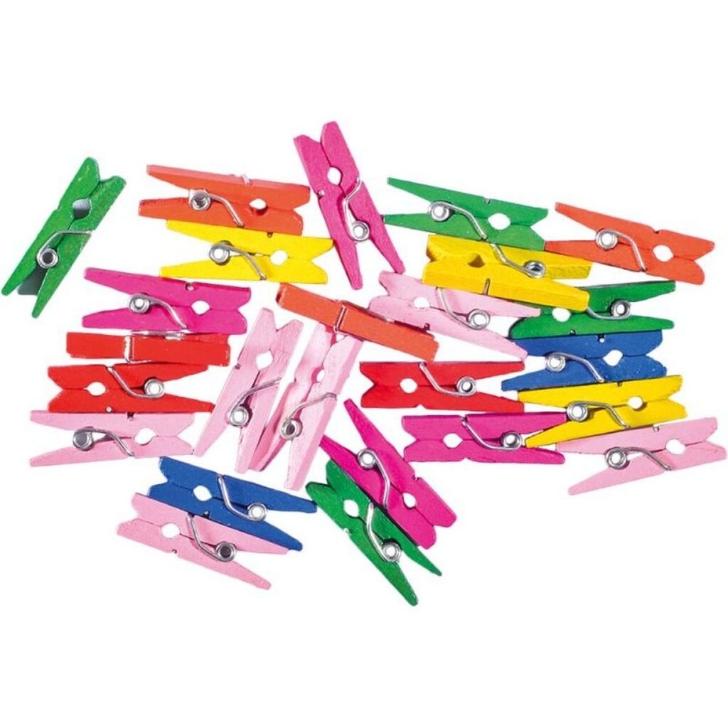 Junior mini clothing sticks Crafty deco, 25 pieces, colored