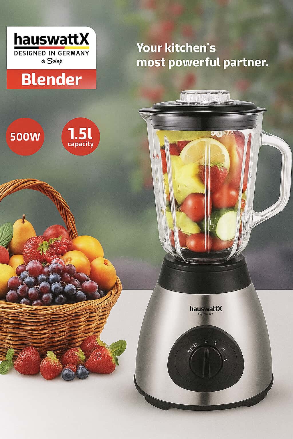 HAUSWATTX Blender with glass set (500W, 1.5L)
