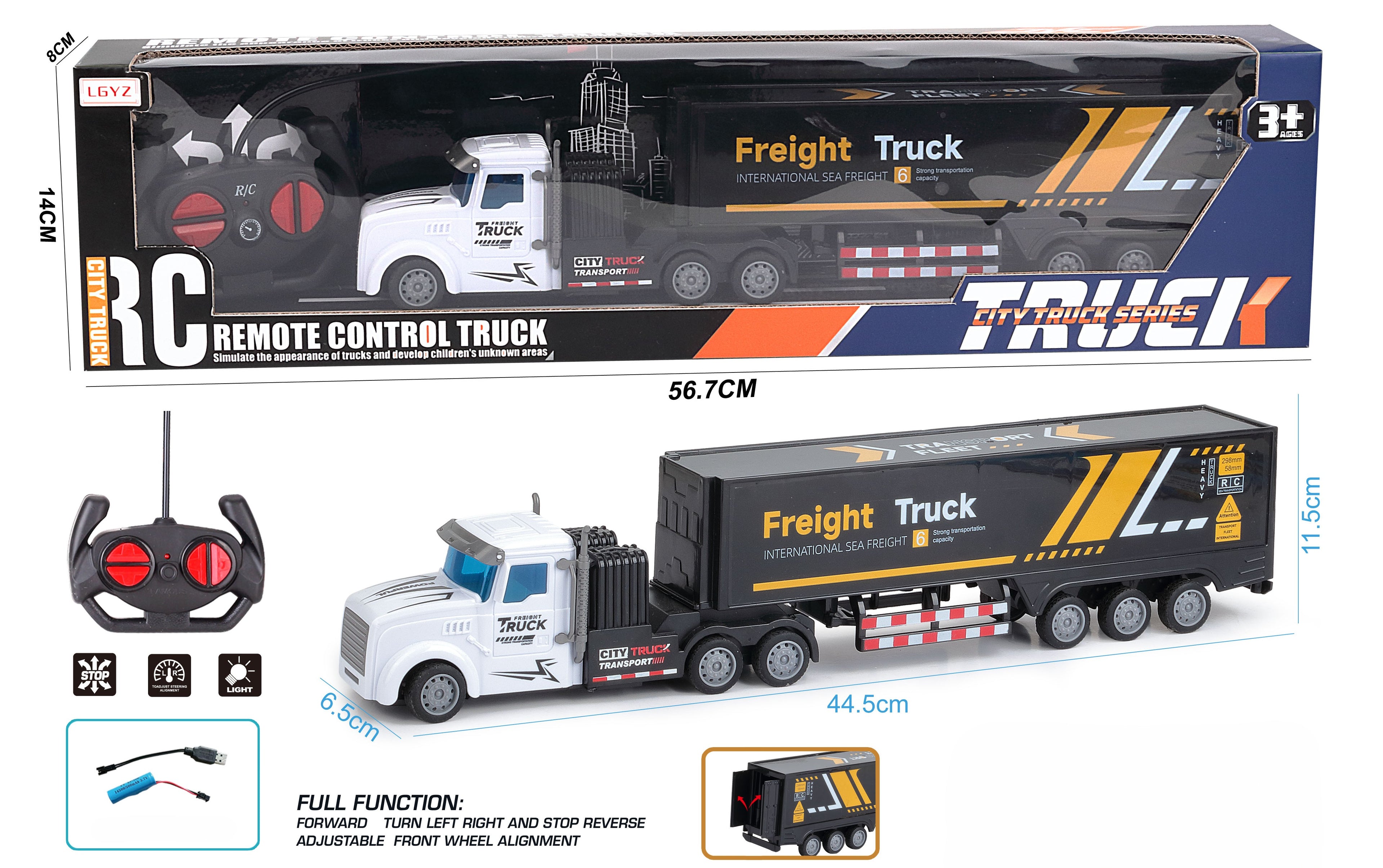 Large container truck with remote control