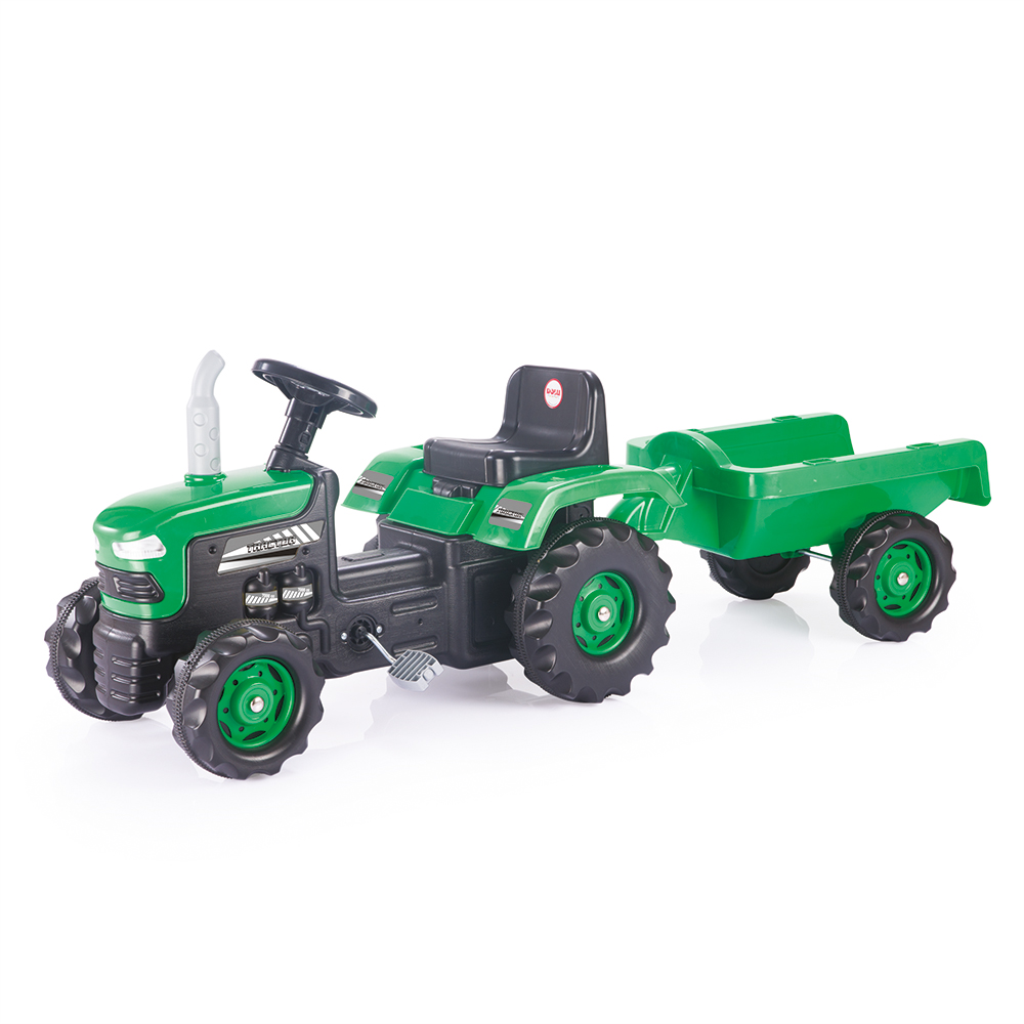 Dolu Green pedal tractor with trailer