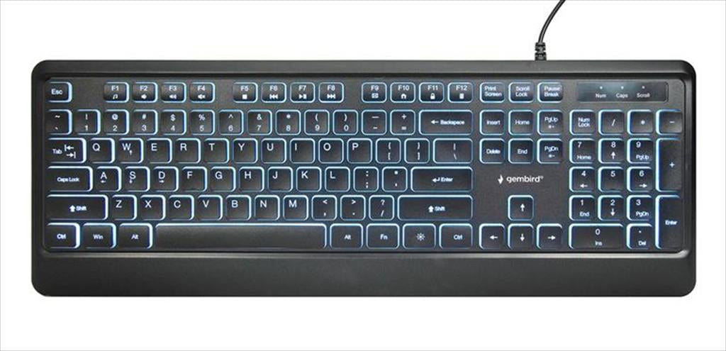 GEMBIRD Wired Keyboard SLIM LED Backlight, KB-UML-04, Black