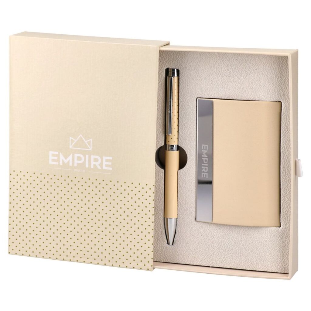 Gift set Emperor pencil and card holder, cream