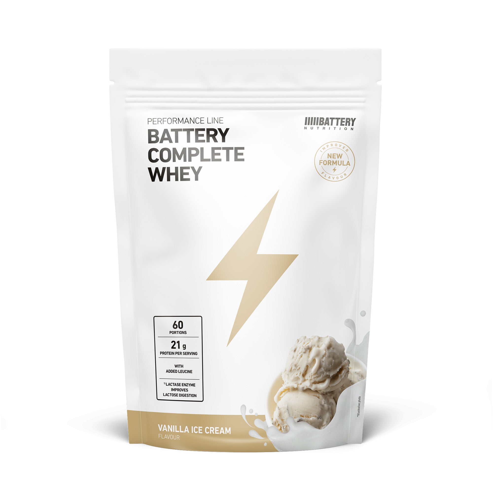 BATTERY COMPLETE WHEY, 1800g of vanilla ice cream
