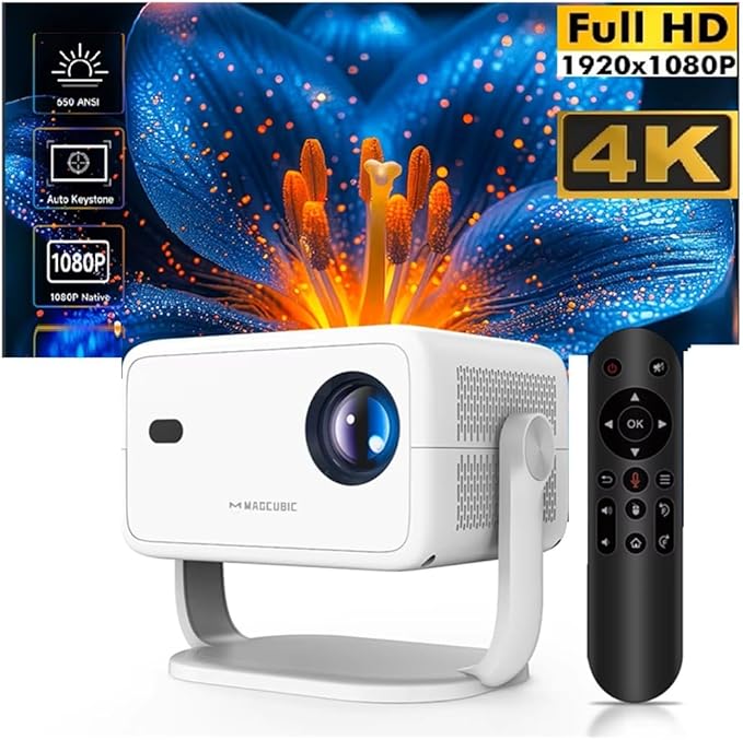 MAGCUBIC Native 1080P 650ANSI 4K Android11 L018 projector with automatic trapezoidal tail adjustment, focus Wifi6 BT5.2, portable film for outdoor use