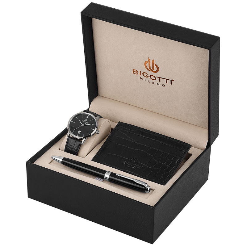 BIGOTTI Men's watch with pen and wallet