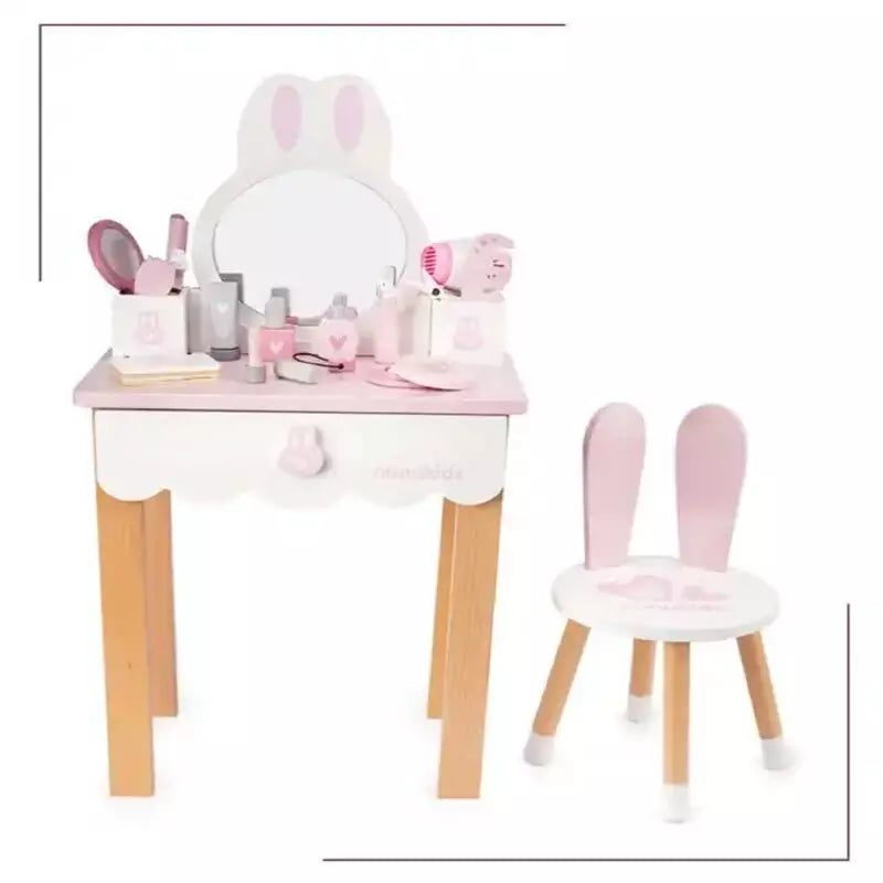 KINDERLINO Wooden toilet table shaped rabbit with chair