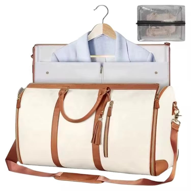 Clothing bag with cream and coffee