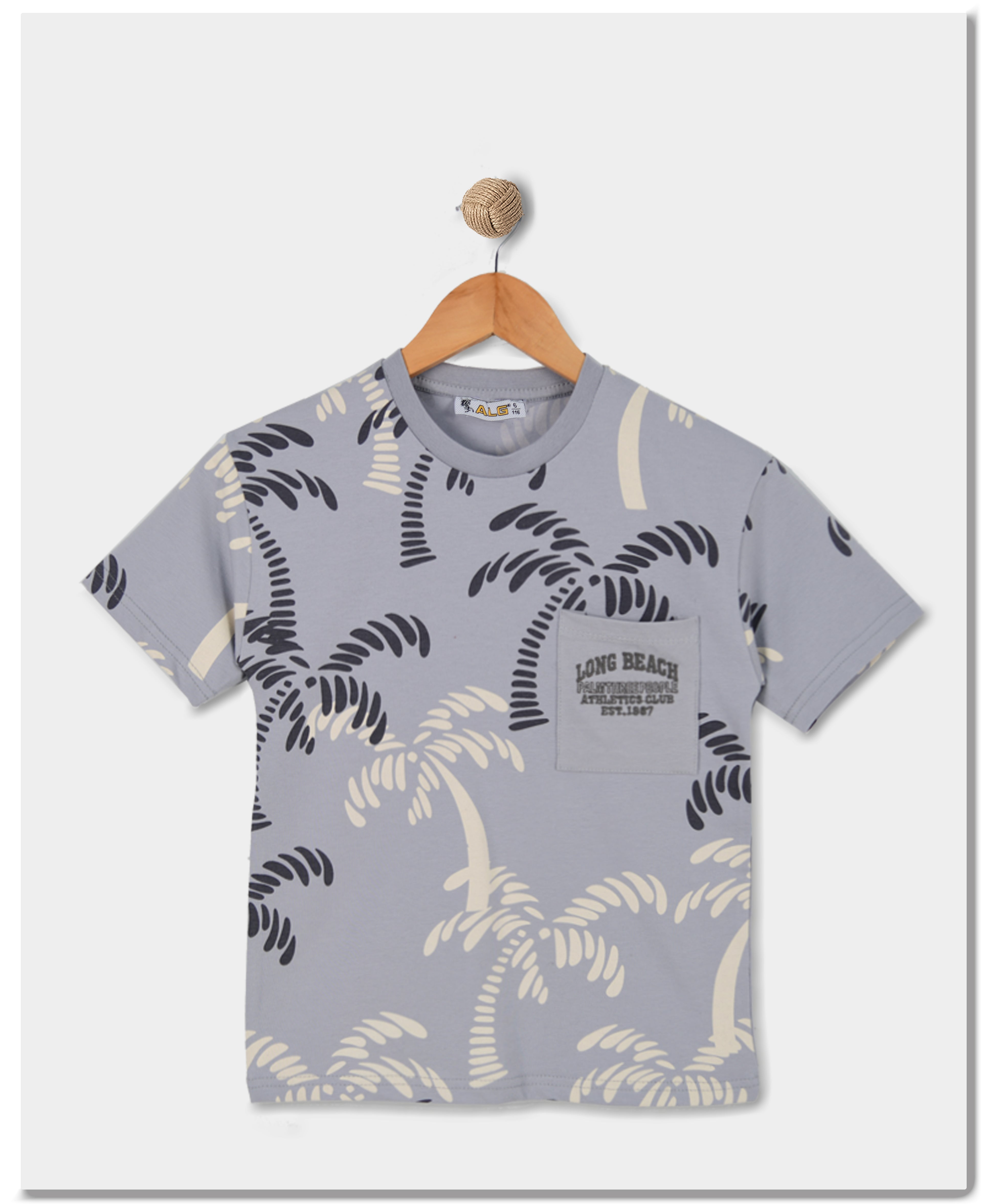 ALG Child male T-shirt Long Beach grey