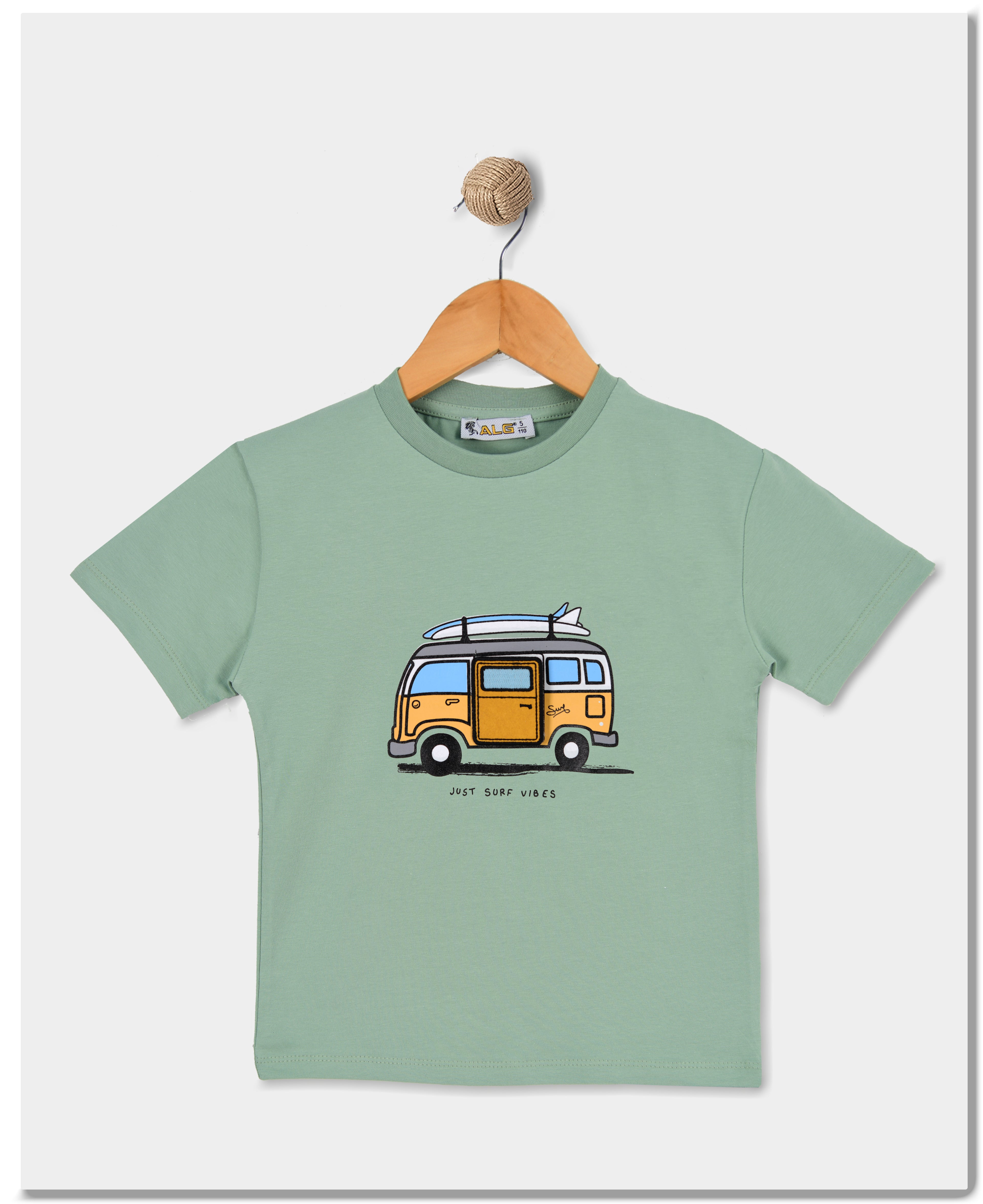 ALG Child male T-shirt just surf vibes green