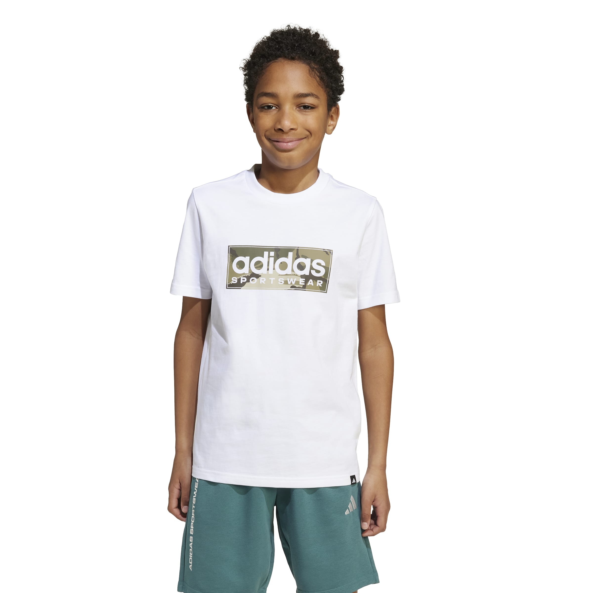 Adidas Jd shirt for boys B Camo Lin JX6871, with round neck, white