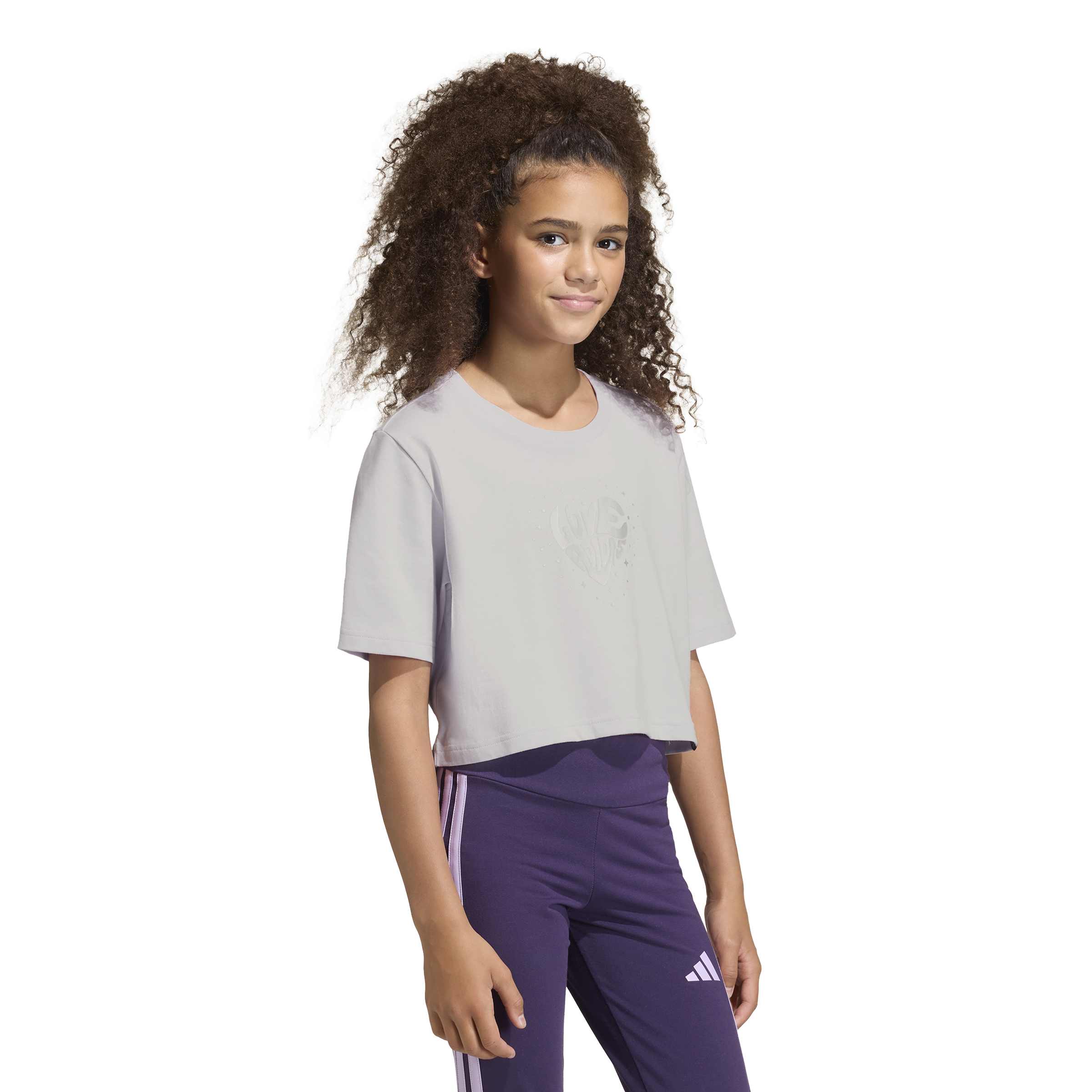 Adidas shirt for girls Jg Glam T KA9887, with short sleeves, light gray
