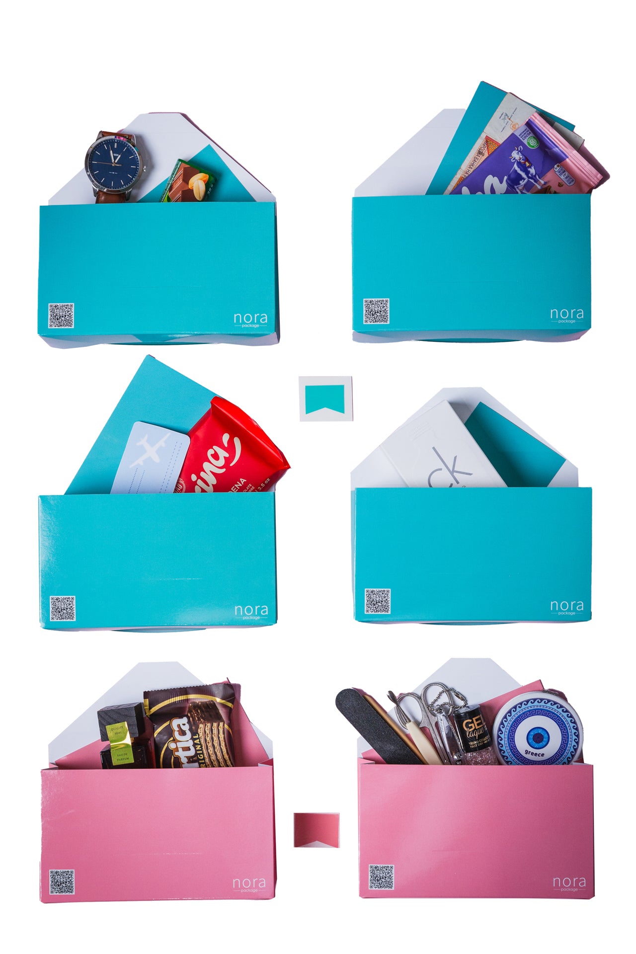 Nora package set of five envelope stone menthol blue