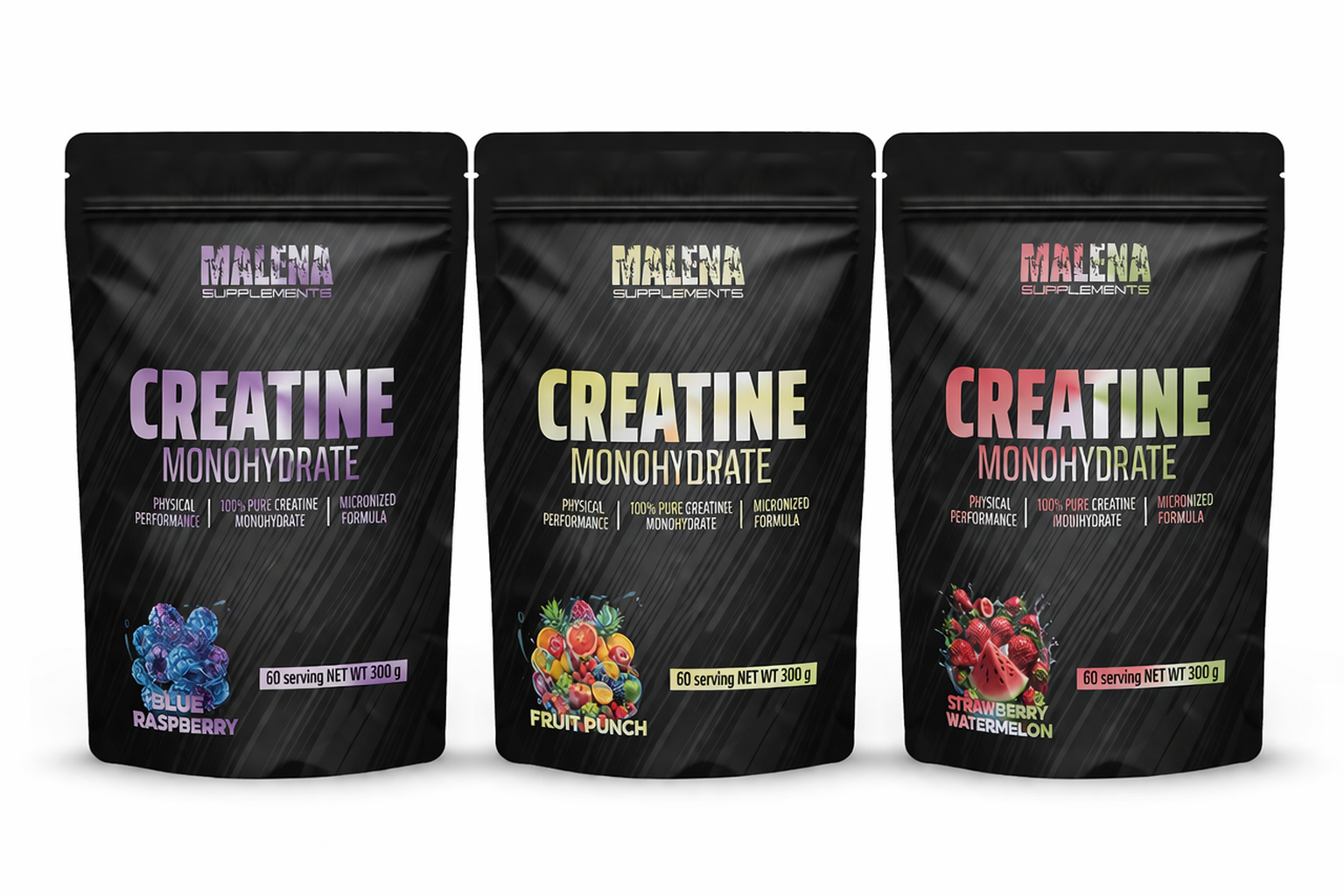 Malena supplements set 100% pure creatine monohydrate coal