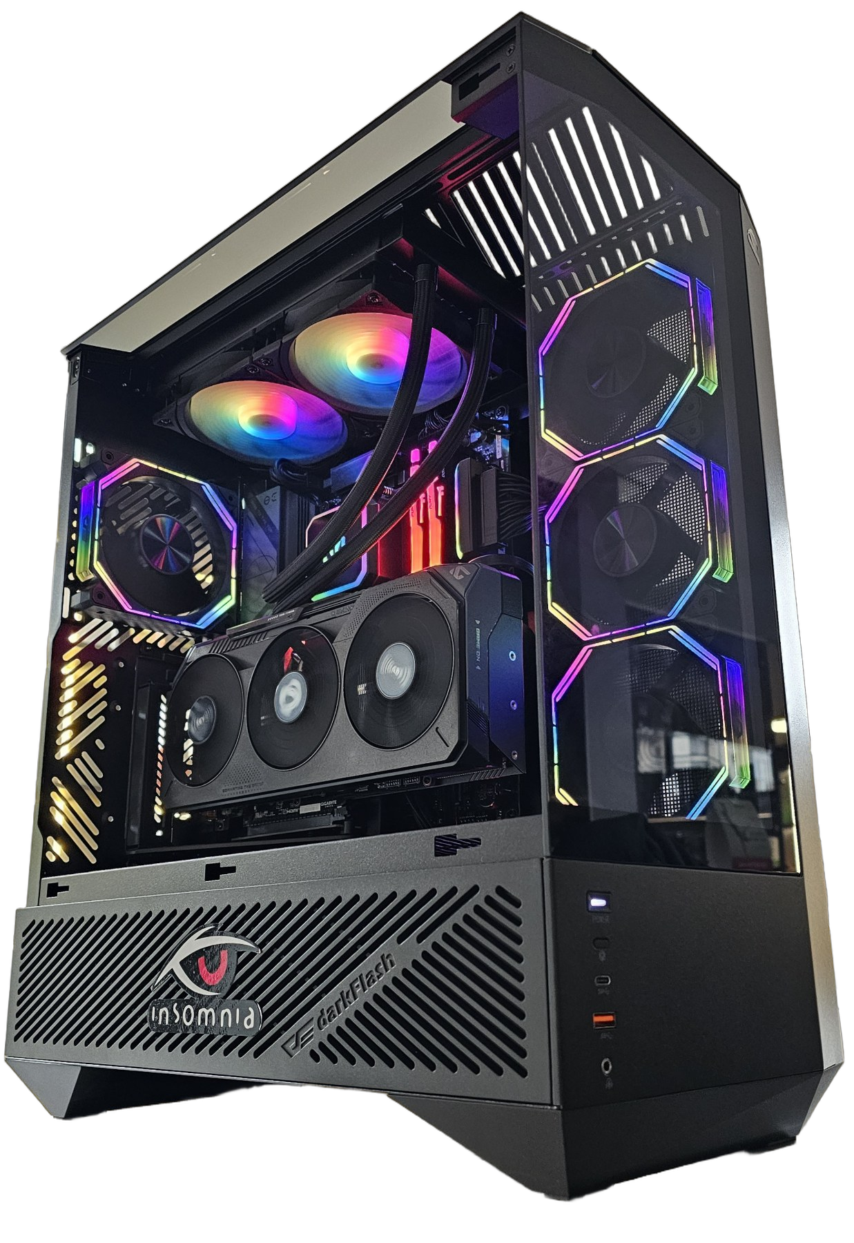 Insomnia Shadow Knight computer configuration: B650, 7800X3D, 32GB DDR5-6000, 9070XT, 1TB, 750W